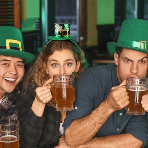 WRBAJIS St. Patrick's Day Stirnband – Grüner Glitzer-Kleeblatt-Haarreif für Frauen und Mädchen, Partyzubehör