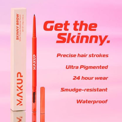 Makup Beauty Skinny Brow - Ultra Dünner Augenbrauenstift, wasserfest, präziser Mikro-Augenbrauenstift für haarähnliche Striche, volle, natürliche Brauen (Warm Taupe)