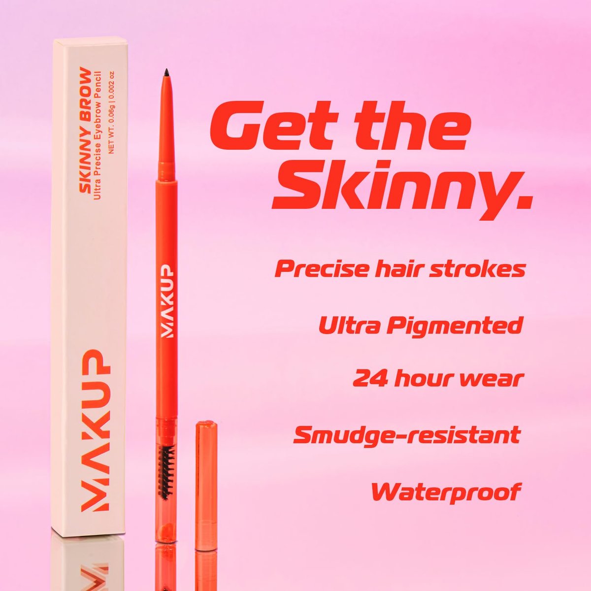 Makup Beauty Skinny Brow - Ultra Dünner Augenbrauenstift, wasserfest, präziser Micro-Brow-Stift für haarfeine Striche und volle, natürliche Brauen (Caviar)
