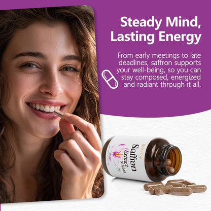 HyberVive Safran-Ergänzung 88,5 mg | 90 vegane Kapseln, Saffran-Extrakt für Stimmung, Energie, Augen- und Fokus-Unterstützung für Frauen und Männer, 100 % reine Inhaltsstoffe, hergestellt in den USA, Non-GMO & glutenfrei
