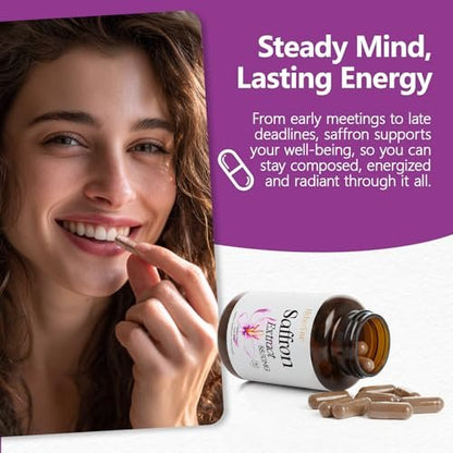 HyberVive Safran-Ergänzung 88,5 mg | 90 vegane Kapseln, Saffran-Extrakt für Stimmung, Energie, Augen- und Fokus-Unterstützung für Frauen und Männer, 100 % reine Inhaltsstoffe, hergestellt in den USA, Non-GMO & glutenfrei