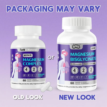 420 mg Magnesium Bisglycinat L-Threonat – Aminosäurechelat mit Vitaminen und Kalium – Hochabsorbierendes Magnesiumkomplex für Muskelentspannung, Knochen- & Gelenkunterstützung – 60 Kapseln
