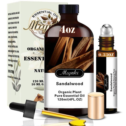 Sandelholz Ätherisches Öl – Sandelholz Duftöl für Meditation, Yoga, Diffuser, Massage, Hautpflege, DIY Seife, Kerze, Geschenk – MLYNKL (130 ml / 4,33 fl oz)