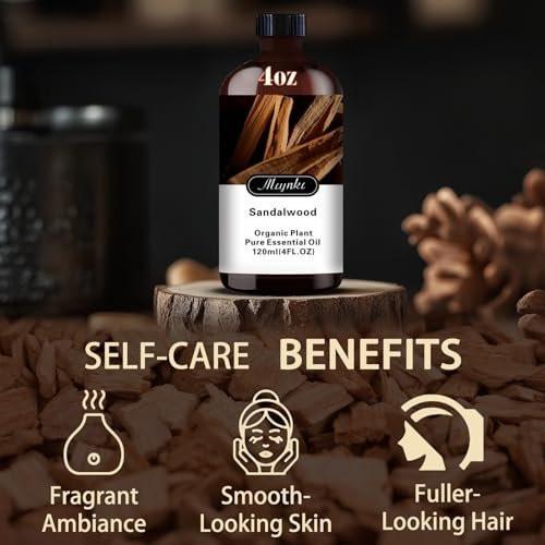 Sandelholz Ätherisches Öl – Sandelholz Duftöl für Meditation, Yoga, Diffuser, Massage, Hautpflege, DIY Seife, Kerze, Geschenk – MLYNKL (130 ml / 4,33 fl oz)