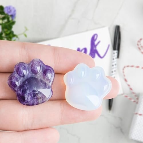 Katze Amethyst Kristalle und Heilsteine, Naturstein für Angstlinderung, emotionales Gleichgewicht & positive Energie, Sorgensteine gegen Stress, einzigartiges Geschenk für Kristall Katzenliebhaber Frauen Männer (Amethyst)