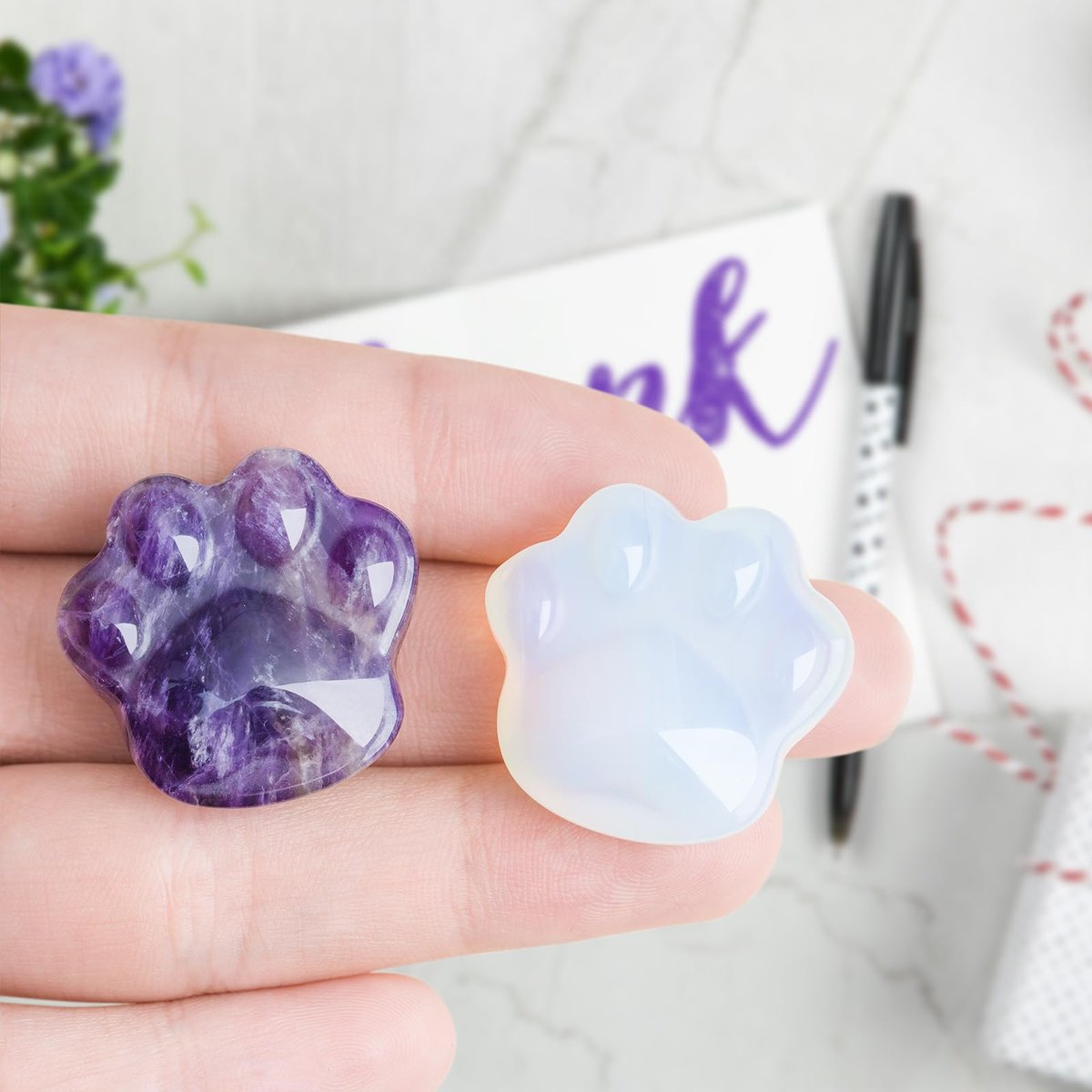 Katze Amethyst Kristalle und Heilsteine, Naturstein für Angstlinderung, emotionales Gleichgewicht & positive Energie, Sorgensteine gegen Stress, einzigartiges Geschenk für Kristall Katzenliebhaber Frauen Männer (Amethyst)