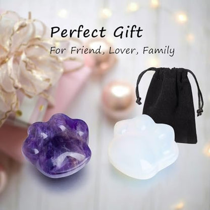 Katze Amethyst Kristalle und Heilsteine, Naturstein für Angstlinderung, emotionales Gleichgewicht & positive Energie, Sorgensteine gegen Stress, einzigartiges Geschenk für Kristall Katzenliebhaber Frauen Männer (Amethyst)
