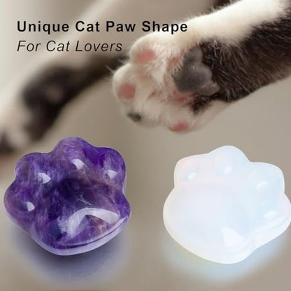 Katze Amethyst Kristalle und Heilsteine, Naturstein für Angstlinderung, emotionales Gleichgewicht & positive Energie, Sorgensteine gegen Stress, einzigartiges Geschenk für Kristall Katzenliebhaber Frauen Männer (Amethyst)