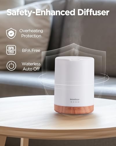 InnoGear 300ML Ultraschall-Aromatherapie-Diffusor, 5-in-1 Duftdiffusor für ätherische Öle, Auto-Abschaltung, Timer, für Zuhause und Büro, Gelb (Mittel)