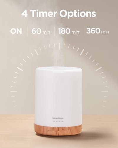 InnoGear 300ML Ultraschall-Aromatherapie-Diffusor, 5-in-1 Duftdiffusor für ätherische Öle, Auto-Abschaltung, Timer, für Zuhause und Büro, Gelb (Mittel)