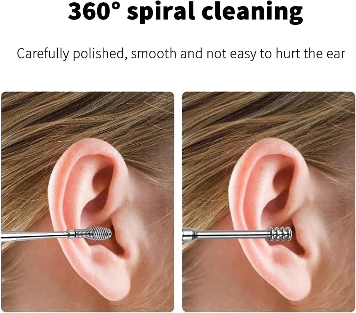 Ohrenschmalz-Entfernungsset, 6-teiliges mini tragbares Ohr-Scope mit Edelstahl 360° Spirale Ohr-Massage-Reinigungswerkzeug für Erwachsene Kinder - Ohrschmalz-Entferner mit Aufbewahrungsbox