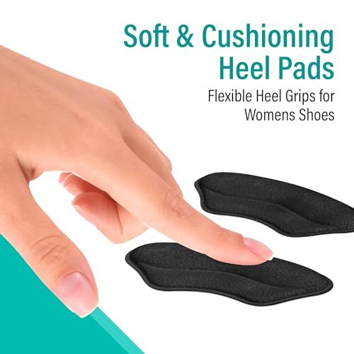 Comfwalk Fersenpolster Aufkleber - 4 Paar, Selbstklebend, Schuhpolster für lockere Schuhe, Passform, Blasenprävention, Fersenkomfort für Damen und Herren, Ideal für High Heels (Schwarz, Lippenförmig)