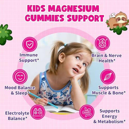 Magnesium Gummis für Kinder – Magnesiumglycinat Gummis mit Vitamin D3, B6, Kalium & Ashwagandha, Magnesium für Kinder & Erwachsene zur Entspannung, Schlaf, Gehirn- & Knochengesundheit – Vegane Erdbeere 60 Stück