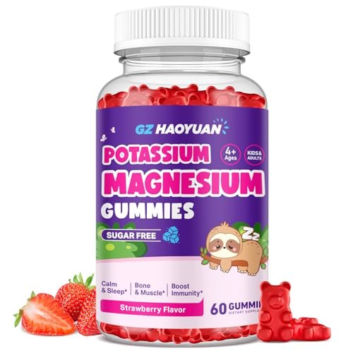 Magnesium Gummis für Kinder – Magnesiumglycinat Gummis mit Vitamin D3, B6, Kalium & Ashwagandha, Magnesium für Kinder & Erwachsene zur Entspannung, Schlaf, Gehirn- & Knochengesundheit – Vegane Erdbeere 60 Stück