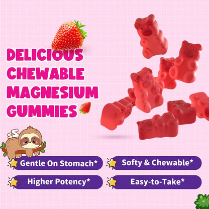 Magnesium Gummis für Kinder – Magnesiumglycinat Gummis mit Vitamin D3, B6, Kalium & Ashwagandha, Magnesium für Kinder & Erwachsene zur Entspannung, Schlaf, Gehirn- & Knochengesundheit – Vegane Erdbeere 60 Stück