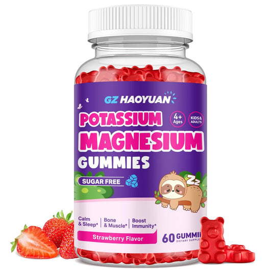 Magnesium Gummis für Kinder – Magnesiumglycinat Gummis mit Vitamin D3, B6, Kalium & Ashwagandha, Magnesium für Kinder & Erwachsene zur Entspannung, Schlaf, Gehirn- & Knochengesundheit – Vegane Erdbeere 60 Stück