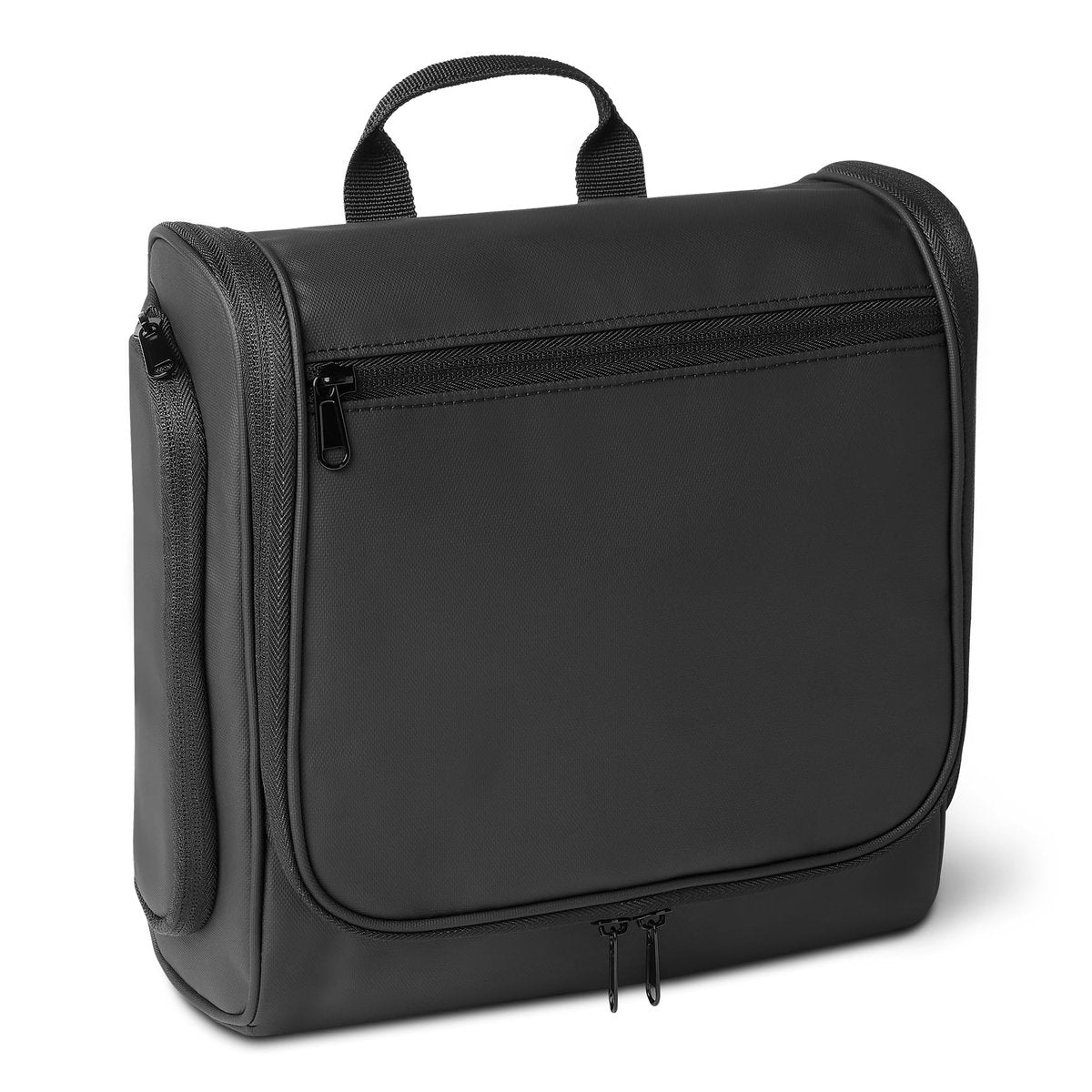 Wasserdichte Reisetasche für Toilettenartikel für Damen und Herren, Hängende Dopp Kit mit mehreren Innenfächern, 2 Seitentaschen, Schwarz, 25 x 10 x 25 cm
