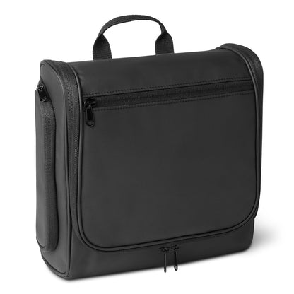 Wasserdichte Reisetasche für Toilettenartikel für Damen und Herren, Hängende Dopp Kit mit mehreren Innenfächern, 2 Seitentaschen, Schwarz, 25 x 10 x 25 cm