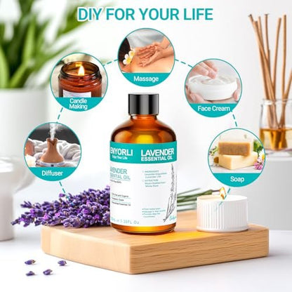 ENYORLI Lavendelöl 100 ml – Reines ätherisches Lavendelöl für Diffuser, Bad & DIY, vielseitig einsetzbar für Männer & Frauen