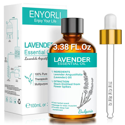 ENYORLI Lavendelöl 100 ml – Reines ätherisches Lavendelöl für Diffuser, Bad & DIY, vielseitig einsetzbar für Männer & Frauen