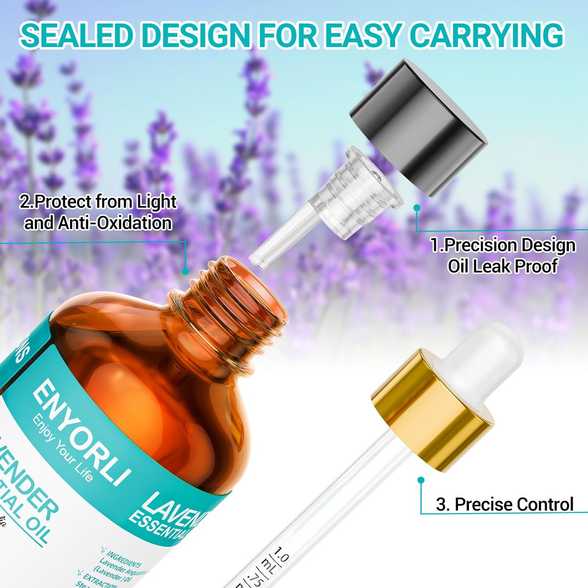 ENYORLI Lavendelöl 100 ml – Reines ätherisches Lavendelöl für Diffuser, Bad & DIY, vielseitig einsetzbar für Männer & Frauen