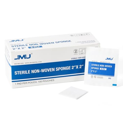JMU 100er-Pack sterile Mullkompressen 2x2, 8-lagig, hoch saugfähig, Vliesstoff, für Erste Hilfe und medizinische Anwendungen