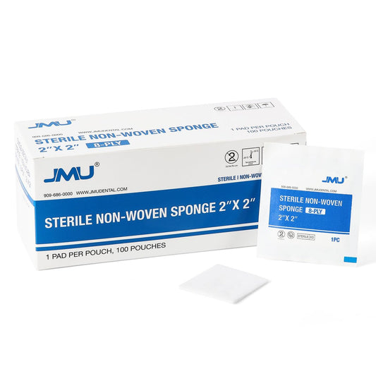 JMU 100er-Pack sterile Mullkompressen 2x2, 8-lagig, hoch saugfähig, Vliesstoff, für Erste Hilfe und medizinische Anwendungen