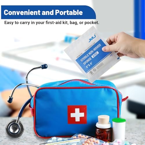 JMU 100er-Pack sterile Mullkompressen 2x2, 8-lagig, hoch saugfähig, Vliesstoff, für Erste Hilfe und medizinische Anwendungen