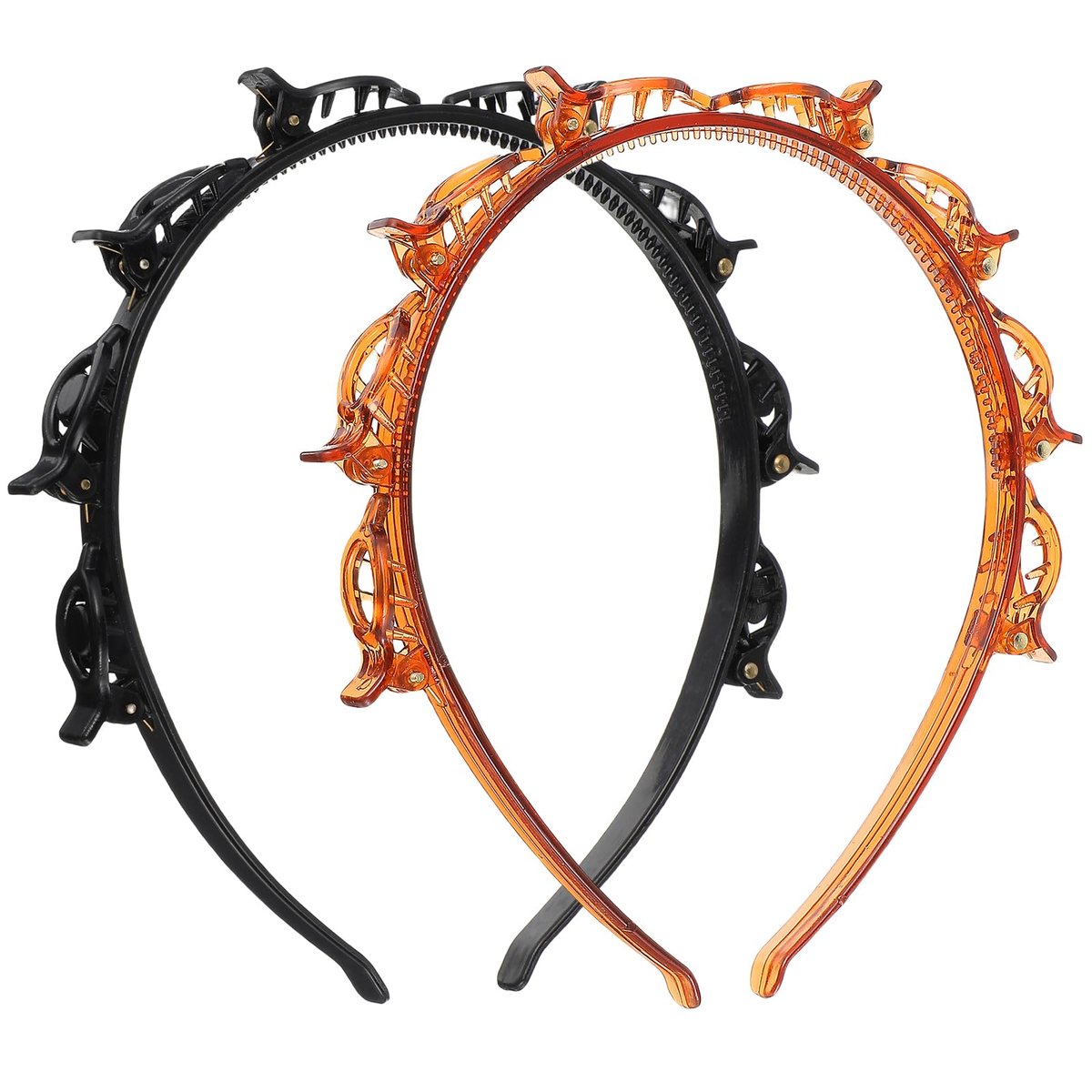Mabor Haarspangen mit Clips, Pony-Frisur Clip-Stirnband, Professioneller Web-Pony-Clip, Gezahntes Stirnband-Flechtwerkzeug für Frauen, Mädchen, Schwarz, Braun, Haarstyling-Zubehör