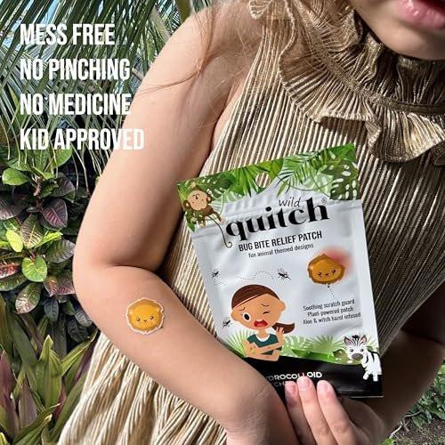 Quitch Mückenstich Relief Safari Tiere Patches – Anti-Juckreiz Pflaster für Kinder & Baby, Insektenstich Linderung, Reise Must-Have für Sommercamp, Kreuzfahrt & Outdoor
