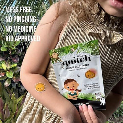 Quitch Mückenstich Relief Safari Tiere Patches – Anti-Juckreiz Pflaster für Kinder & Baby, Insektenstich Linderung, Reise Must-Have für Sommercamp, Kreuzfahrt & Outdoor