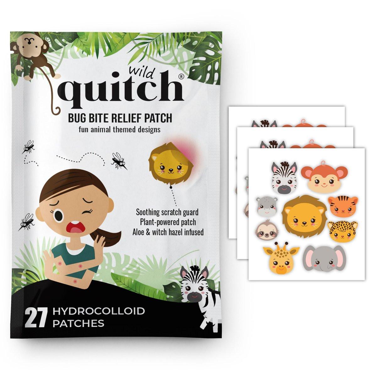 Quitch Mückenstich Relief Safari Tiere Patches – Anti-Juckreiz Pflaster für Kinder & Baby, Insektenstich Linderung, Reise Must-Have für Sommercamp, Kreuzfahrt & Outdoor