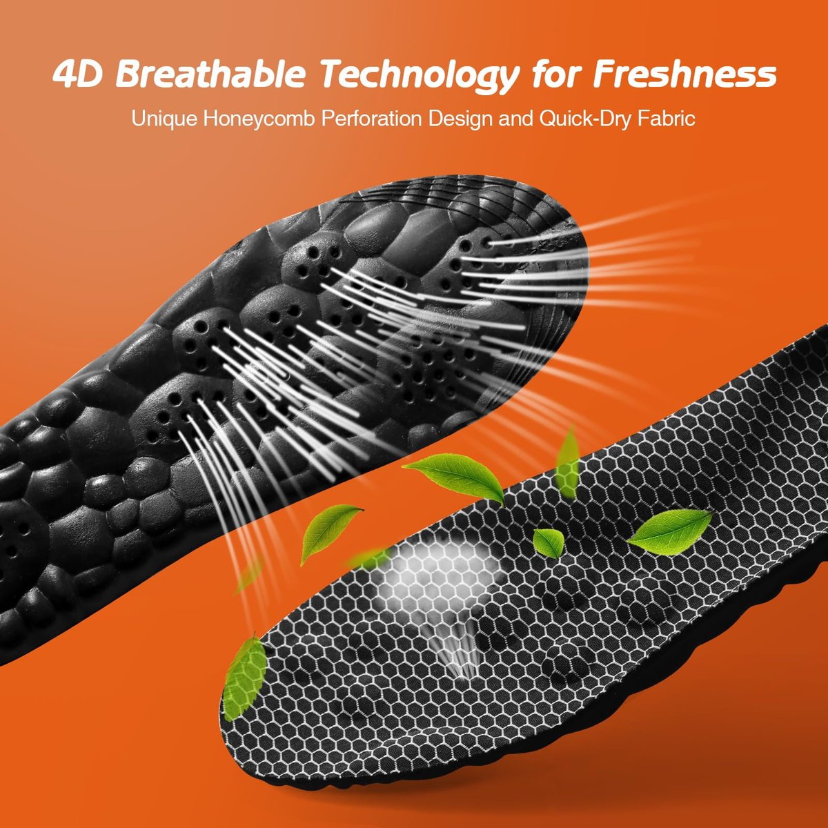 4D Cloud-Soft Komfortsohlen für Herren - Memory Foam Einlegesohlen mit Fresh-Tech Stoff - Fußgewölbestütze, zuschneidbare Einlagen für verbesserten Fußkomfort und Ermüdungsminderung (US M 7.5-10.5)