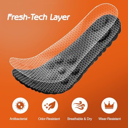 4D Cloud-Soft Komfortsohlen für Herren - Memory Foam Einlegesohlen mit Fresh-Tech Stoff - Fußgewölbestütze, zuschneidbare Einlagen für verbesserten Fußkomfort und Ermüdungsminderung (US M 7.5-10.5)