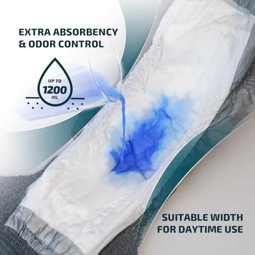 SUNKISS Super Soft Inkontinenzslip für Männer, tagsüber, Einweg-Pull-Ups für Herren, maximale Saugfähigkeit, Größe L, Grau, 16 Stück