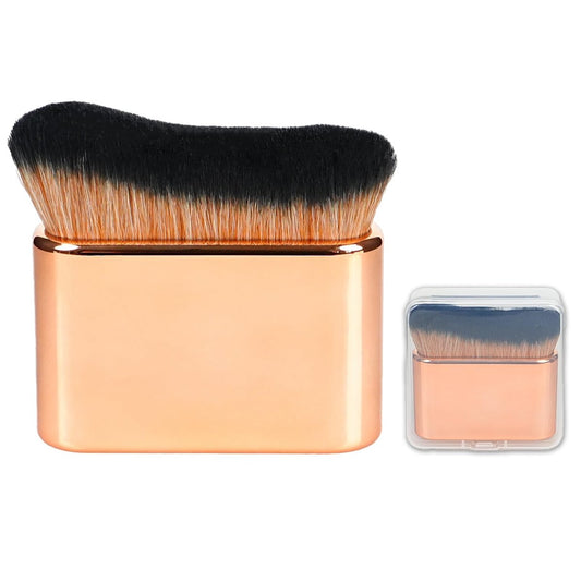 Selbstbräuner Pinsel, Körper Make-up Pinsel, Kabuki Pinsel für Gesicht und Körper, Selbstbräunungsapplikator für Bein Make-up, Bronzer, Lotion, Creme und Puder, vegane synthetische Borsten mit Reiseetui, Roségold