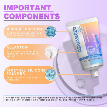 Silikon-Narbencreme Narbengel - Fortschrittliche Narbenbehandlung für Keloid-Bump-Entfernung bei chirurgischen Narben, Kaiserschnitt, Verletzungen, Dehnungsstreifen, Akne, Verbrennungen, Keloiden, alten & neuen Narben, 35 g