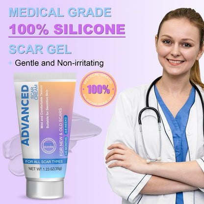 Silikon-Narbencreme Narbengel - Fortschrittliche Narbenbehandlung für Keloid-Bump-Entfernung bei chirurgischen Narben, Kaiserschnitt, Verletzungen, Dehnungsstreifen, Akne, Verbrennungen, Keloiden, alten & neuen Narben, 35 g