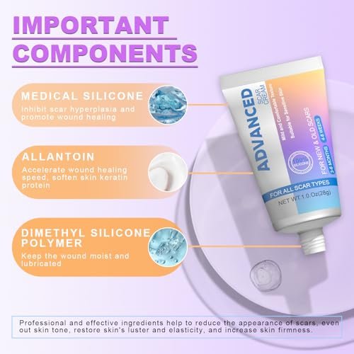 Silikon-Narbencreme Narbengel - Fortschrittliche Narbenbehandlung für Keloid-Bump-Entfernung bei chirurgischen Narben, Kaiserschnitt, Verletzungen, Dehnungsstreifen, Akne, Verbrennungen, Keloiden, alten & neuen Narben, 35 g
