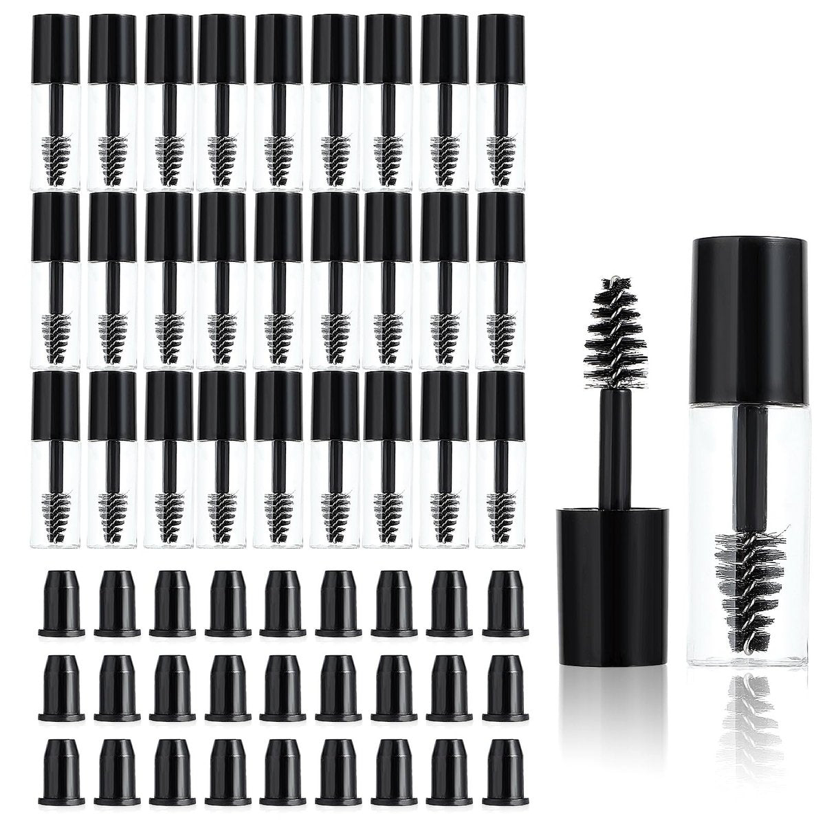 27-teiliges Set leere Mascara-Tuben mit Wimpernbürste, 3 ml, Mini-Wimperncreme-Behälter für zu Hause und Reisen