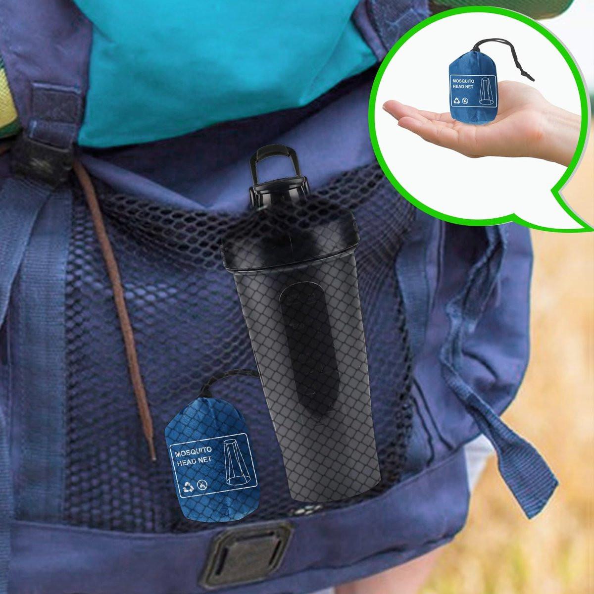 South to East Premium Moskito-Kopfnetz für Insekten 2er-Pack, Ultra groß & lang, extra feine Löcher, Fliegen- & Insektenschutz für Camping, Wandern, Angeln, Gartenarbeit, Safari, passend für alle Hüte, Hellgrau