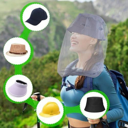 South to East Premium Moskito-Kopfnetz für Insekten 2er-Pack, Ultra groß & lang, extra feine Löcher, Fliegen- & Insektenschutz für Camping, Wandern, Angeln, Gartenarbeit, Safari, passend für alle Hüte, Hellgrau