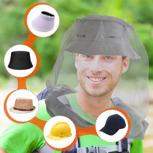 South to East Premium Moskito-Kopfnetz für Insektenschutz 2er-Pack, Ultra groß & lang, extra feine Löcher, Fliegen- & Insektenschutz für Camping, Wandern, Angeln, Gartenarbeit, Safari, passt auf alle Hüte, Grau