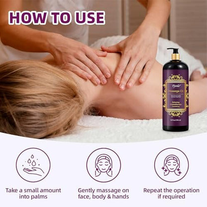 Pjordo Aromatherapie Lavendel Massageöl, 300 ml – Entspannendes Massageöl mit Traubenkern-, Süßmandel- und Jojobaöl für wohltuende, beruhigende Massagen