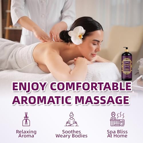 Pjordo Aromatherapie Lavendel Massageöl, 300 ml – Entspannendes Massageöl mit Traubenkern-, Süßmandel- und Jojobaöl für wohltuende, beruhigende Massagen