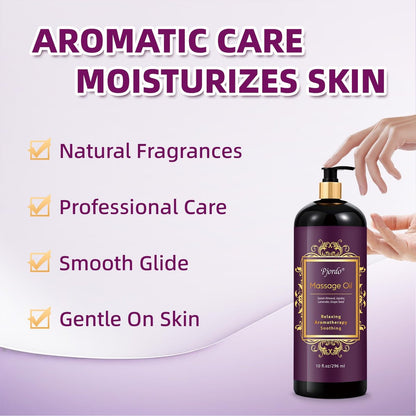 Pjordo Aromatherapie Lavendel Massageöl, 300 ml – Entspannendes Massageöl mit Traubenkern-, Süßmandel- und Jojobaöl für wohltuende, beruhigende Massagen