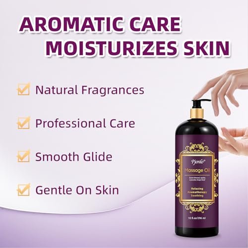 Pjordo Aromatherapie Lavendel Massageöl, 300 ml – Entspannendes Massageöl mit Traubenkern-, Süßmandel- und Jojobaöl für wohltuende, beruhigende Massagen