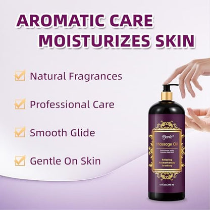 Pjordo Aromatherapie Lavendel Massageöl, 300 ml – Entspannendes Massageöl mit Traubenkern-, Süßmandel- und Jojobaöl für wohltuende, beruhigende Massagen