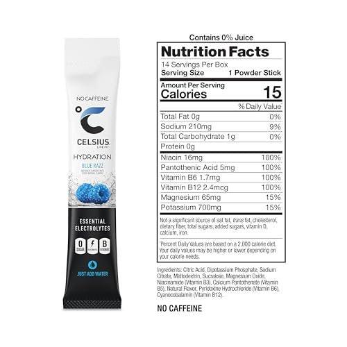 CELSIUS Hydration™ Blue Razz, Zuckerfreies Elektrolyt-Getränkepulver (14er-Pack)