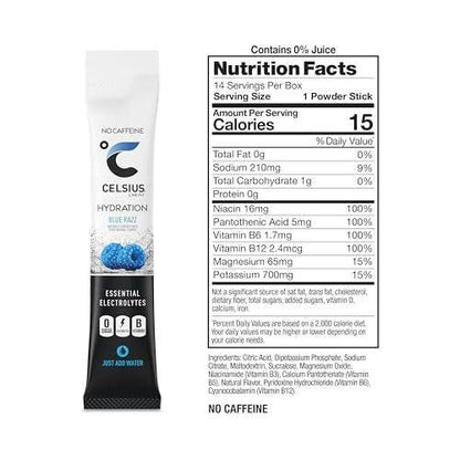 CELSIUS Hydration™ Blue Razz, Zuckerfreies Elektrolyt-Getränkepulver (14er-Pack)